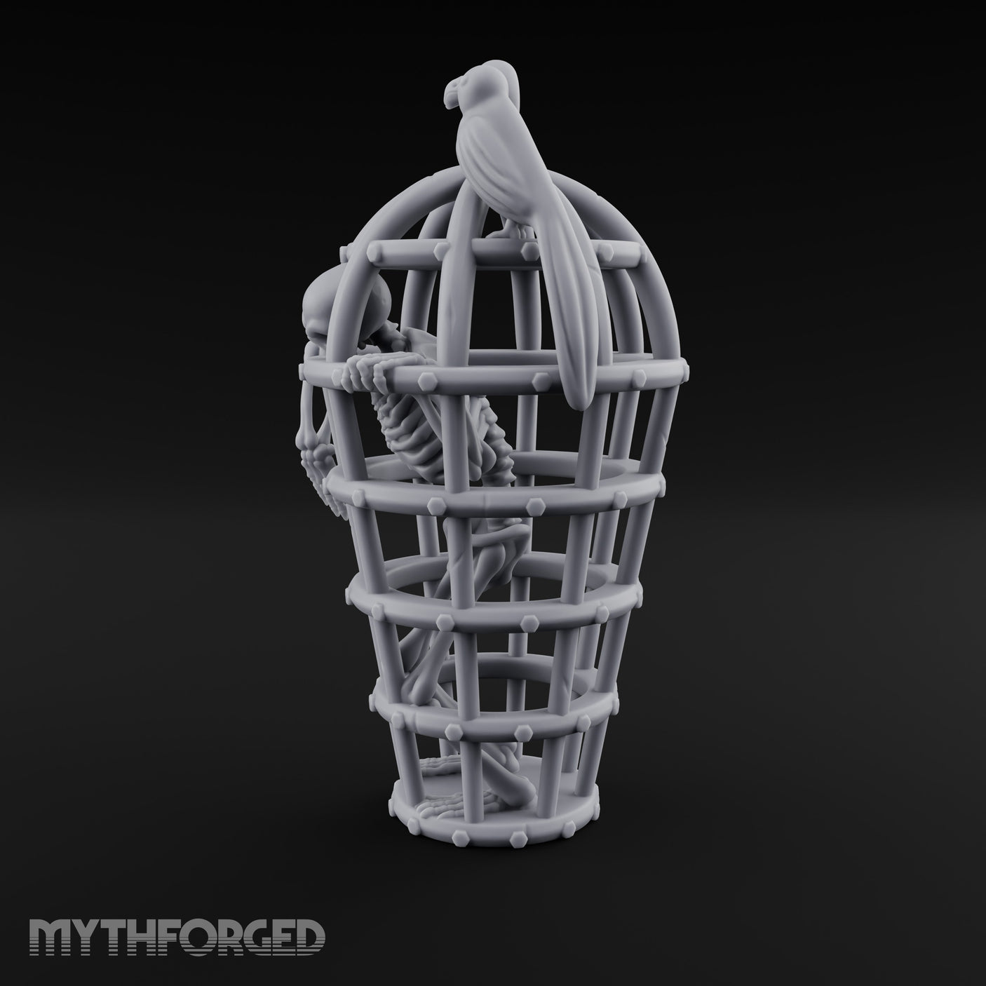 Skeleton-Trapped Crow-Perched Iron Gibbet Cage Miniature for Dungeons and Dragons, Pathfinder or other TTRPGs