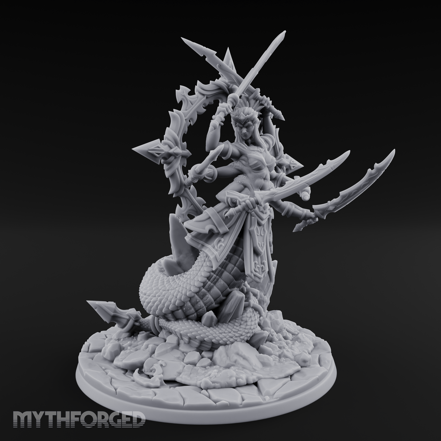 Blades Crossed Deadly Marilith Warrior Miniature for Dungeons and Dragons, Pathfinder or other TTRPGs