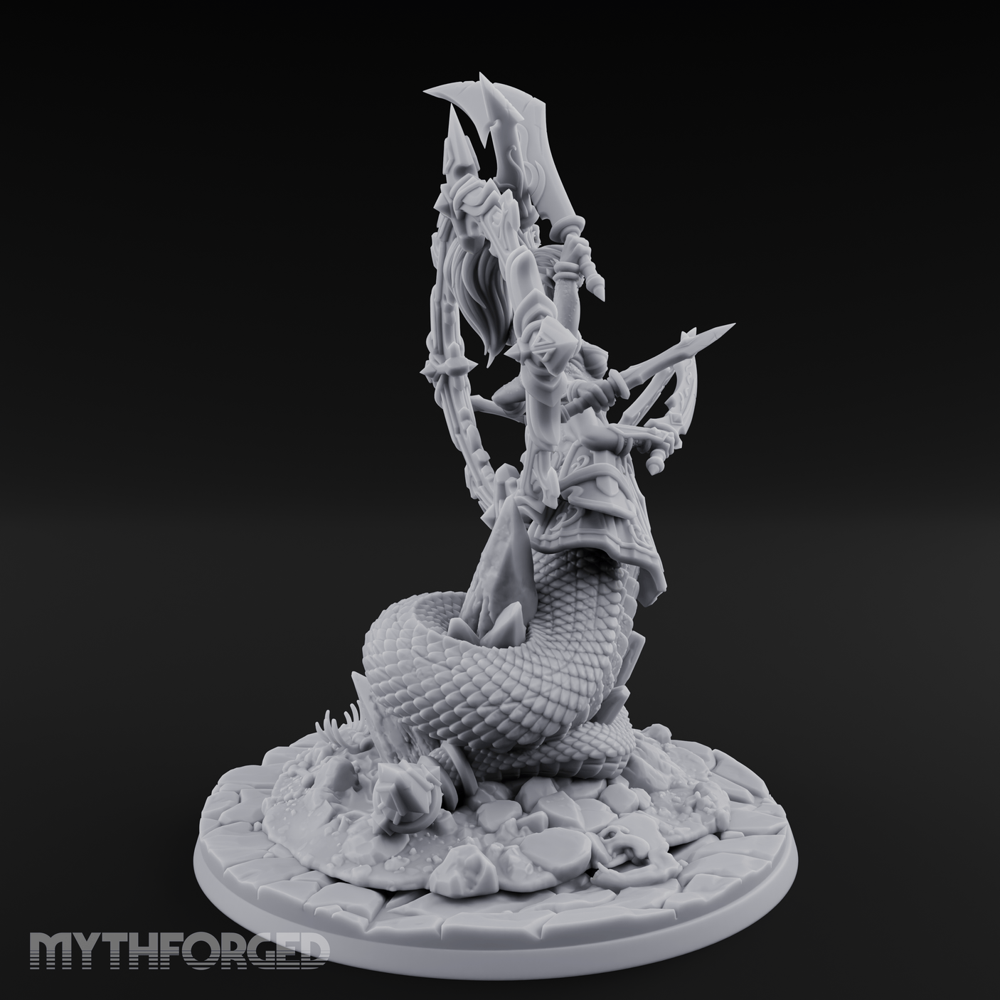 Blades Crossed Deadly Marilith Warrior Miniature for Dungeons and Dragons, Pathfinder or other TTRPGs