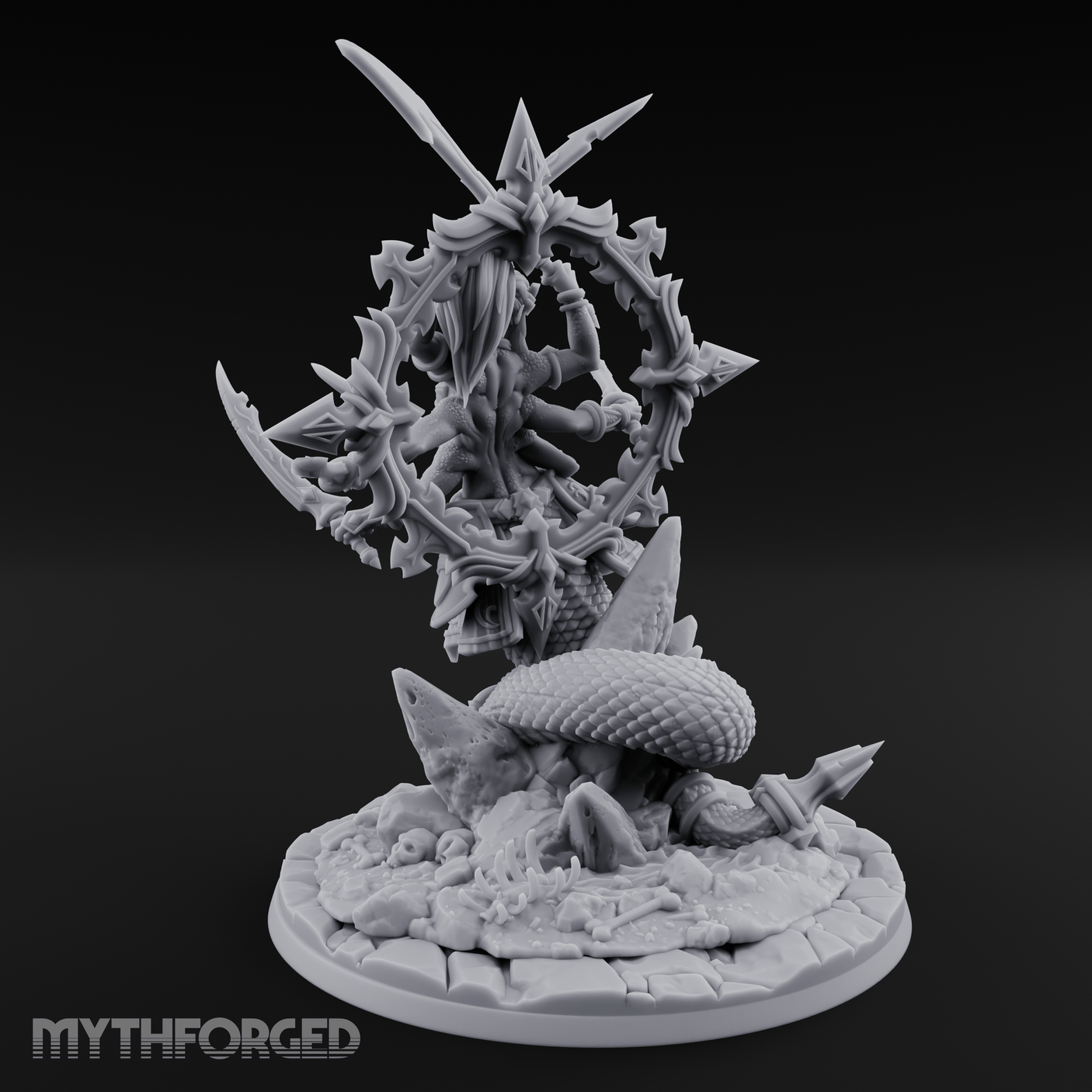 Blades Crossed Deadly Marilith Warrior Miniature for Dungeons and Dragons, Pathfinder or other TTRPGs
