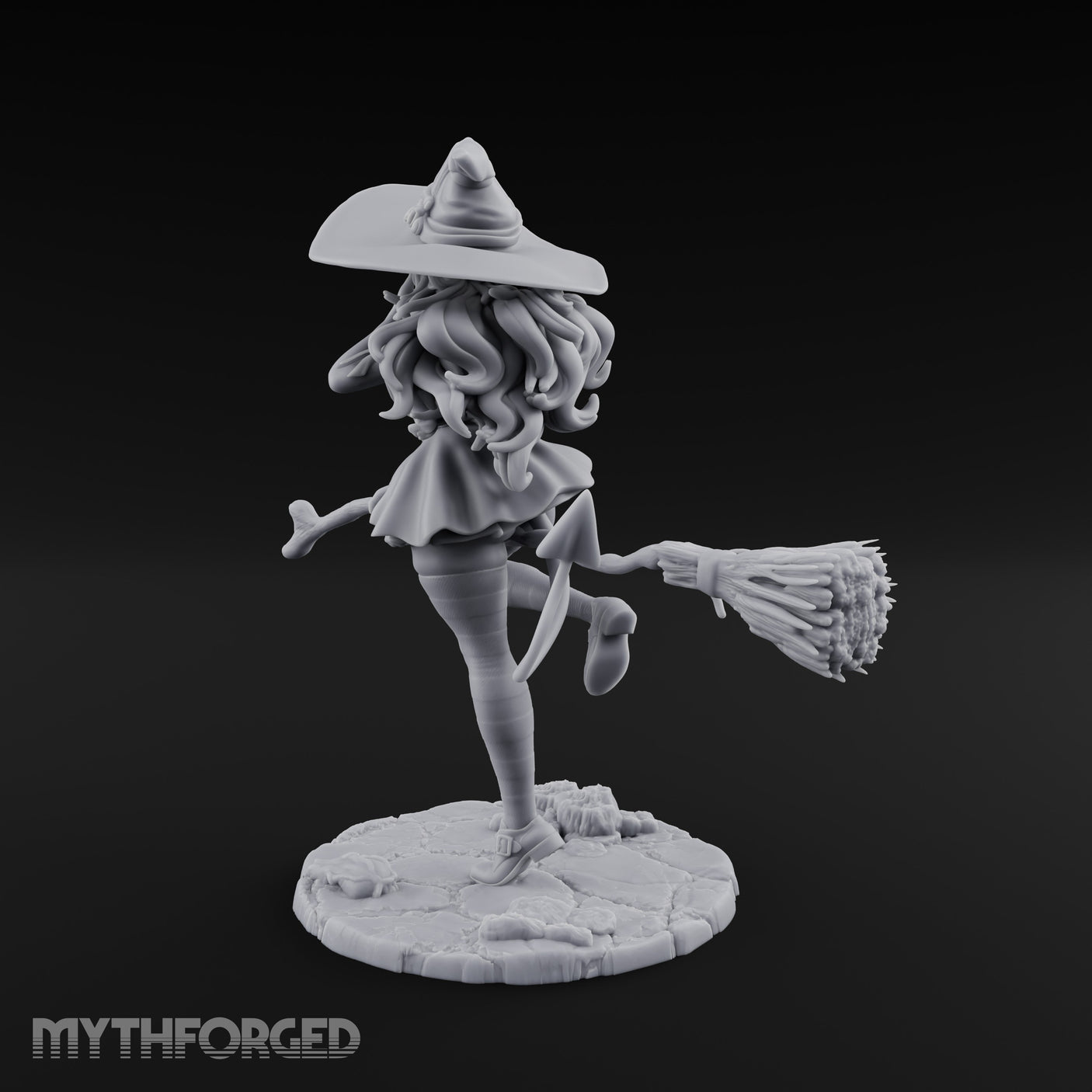 Skipping Along Giggling Tiefling Witch Miniature for Dungeons and Dragons, Pathfinder or other TTRPGs