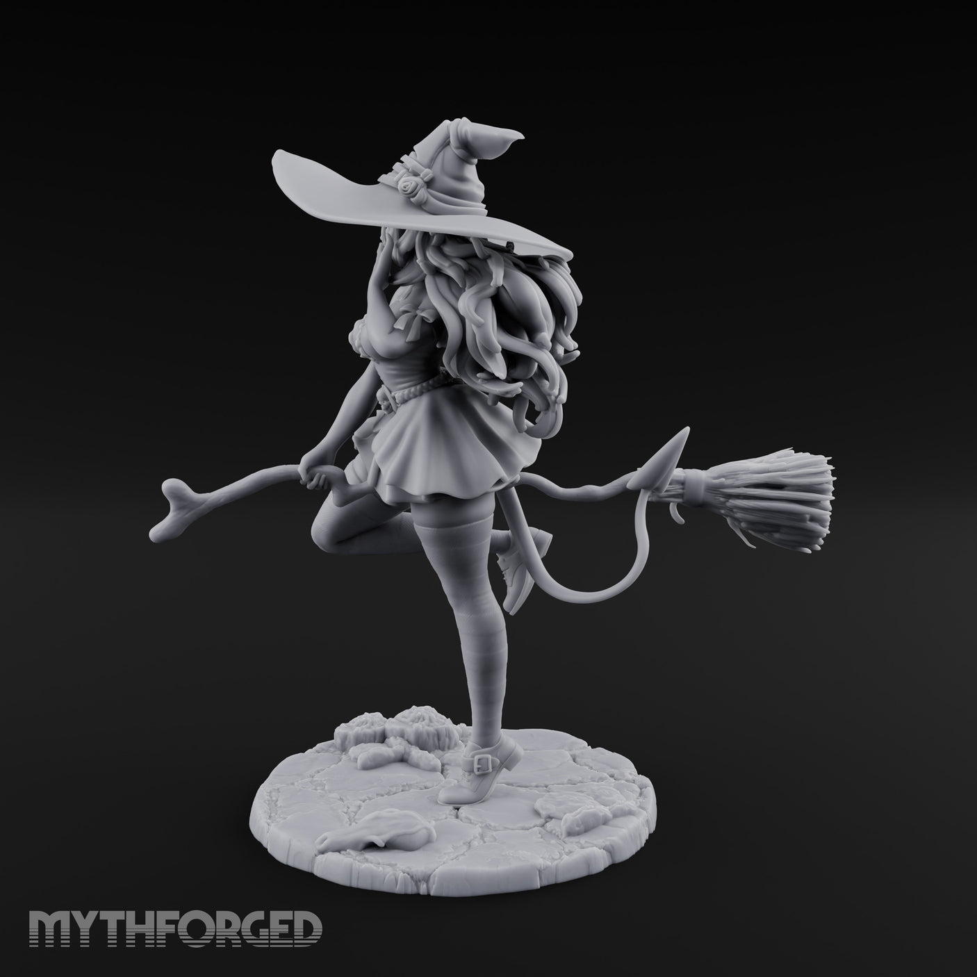 Skipping Along Giggling Tiefling Witch Miniature for Dungeons and Dragons, Pathfinder or other TTRPGs