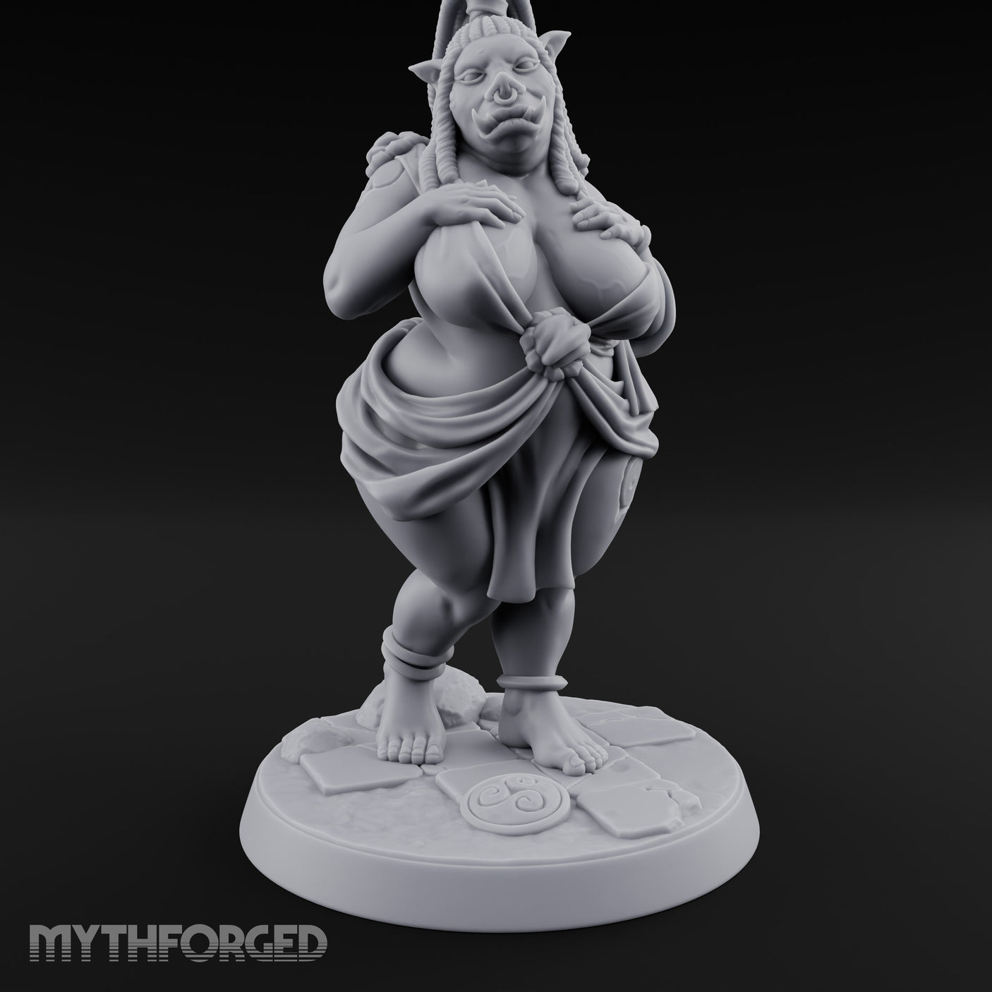 Skirt Lifting Orc Tavern Wench Miniature for Dungeons and Dragons, Pathfinder or other TTRPGs