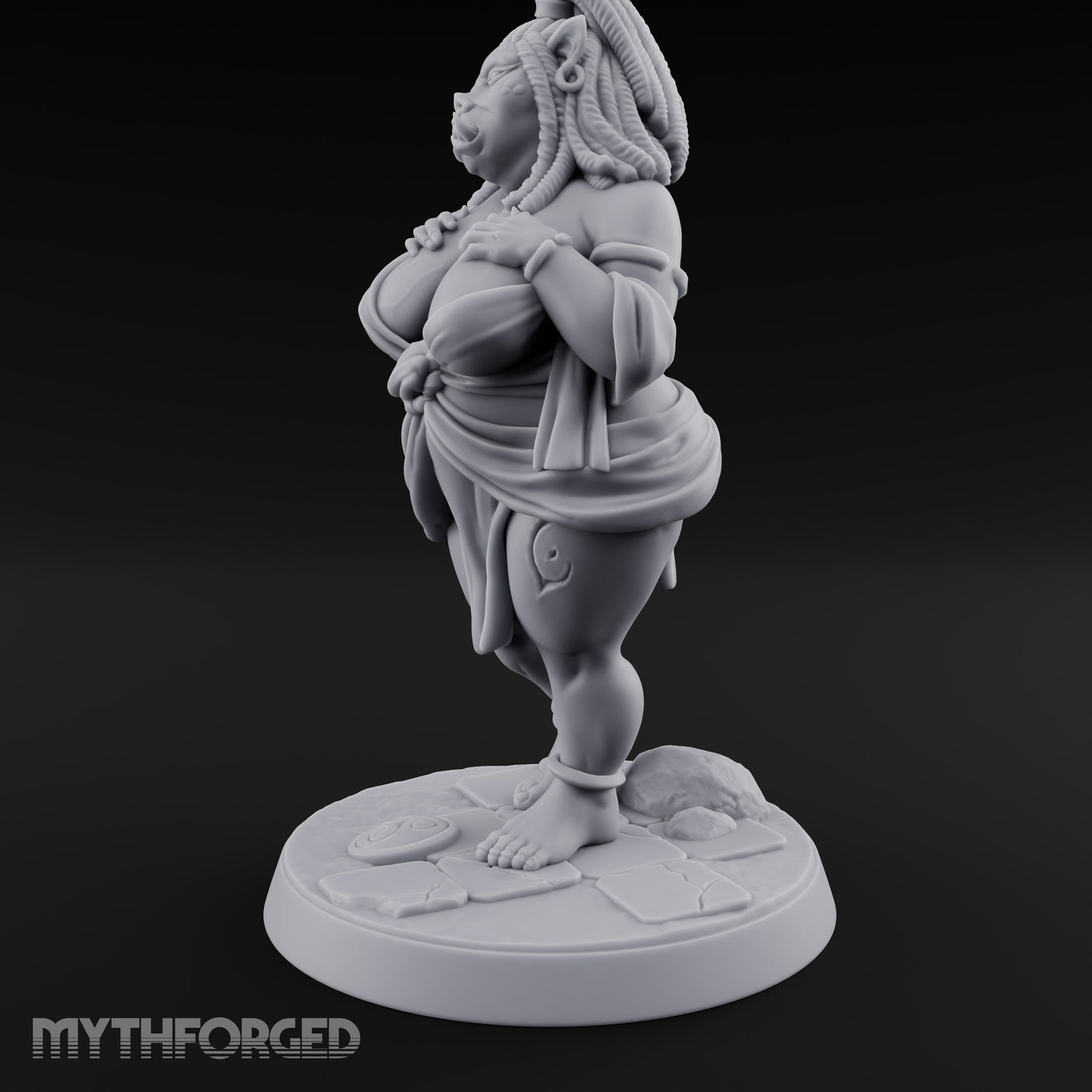 Skirt Lifting Orc Tavern Wench Miniature for Dungeons and Dragons, Pathfinder or other TTRPGs