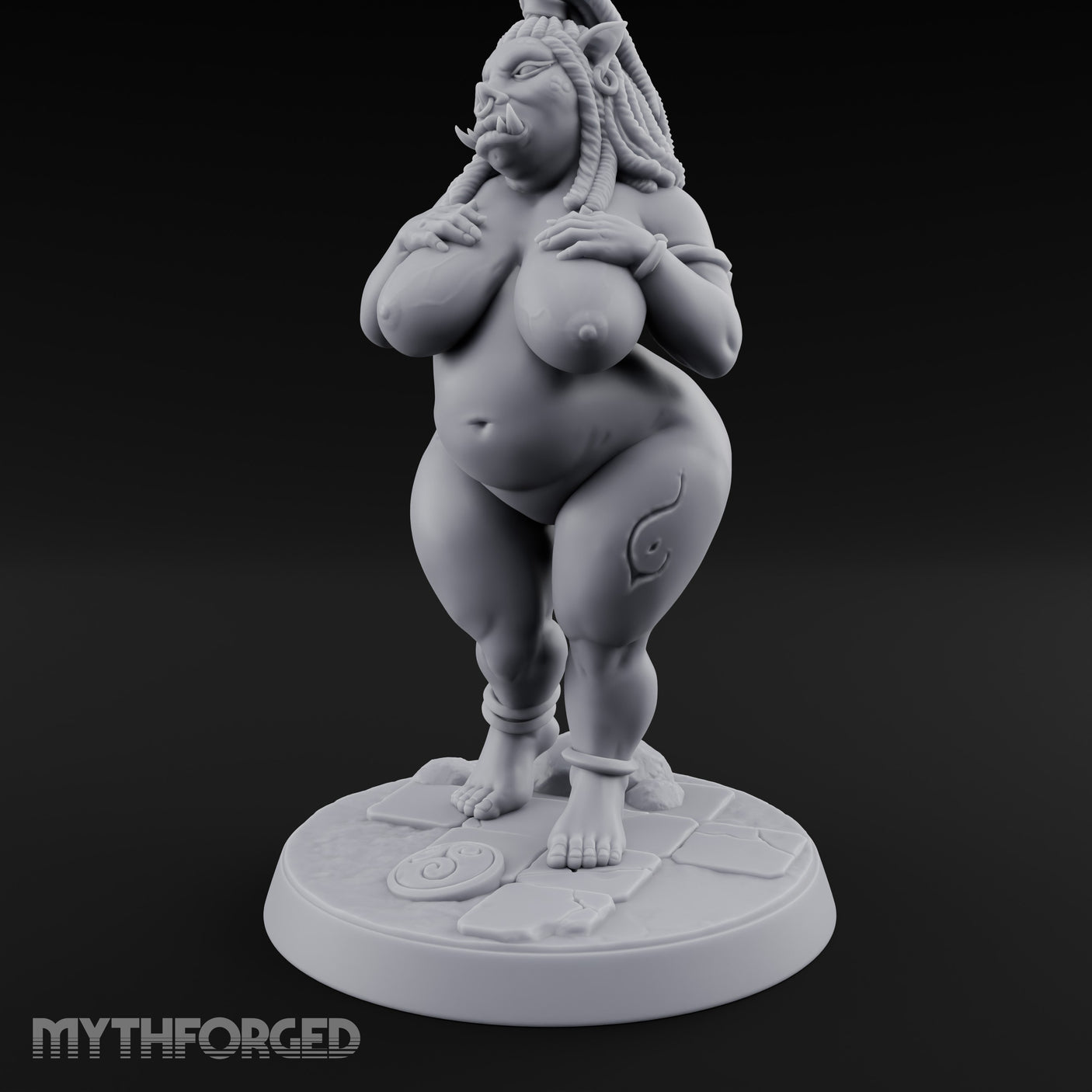 Skirt Lifting Orc Tavern Wench Miniature for Dungeons and Dragons, Pathfinder or other TTRPGs