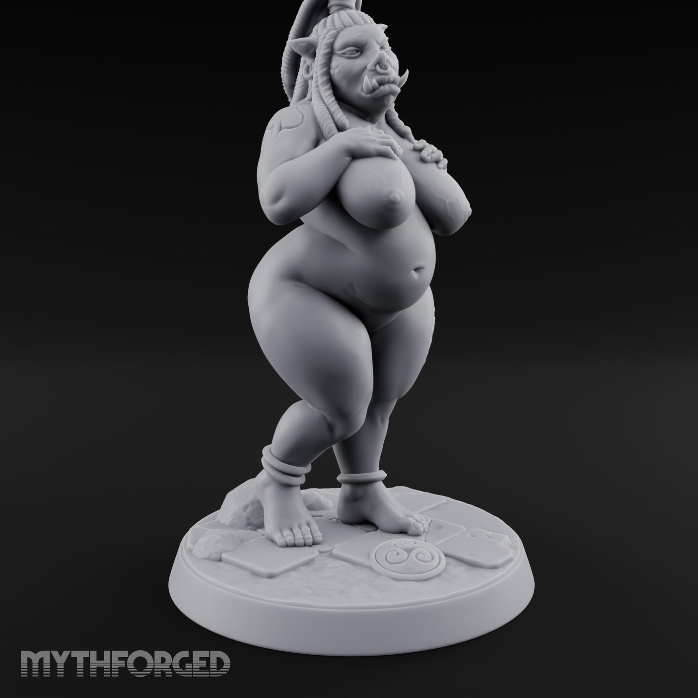 Skirt Lifting Orc Tavern Wench Miniature for Dungeons and Dragons, Pathfinder or other TTRPGs