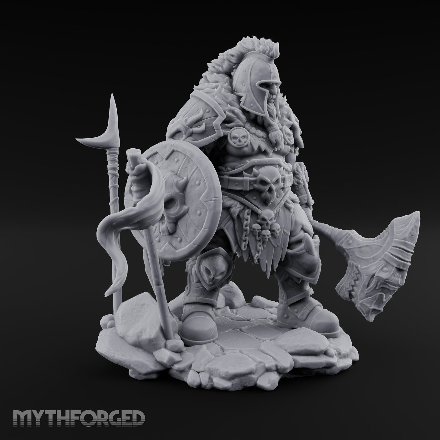Skull Adorned Banner Bearing Orc Warlord Miniature for Dungeons and Dragons, Pathfinder or other TTRPGs