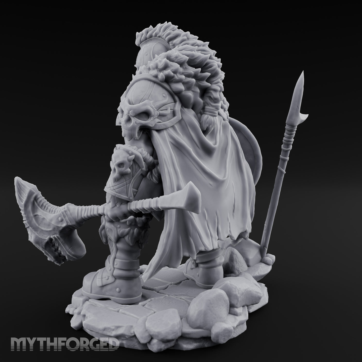 Skull Adorned Banner Bearing Orc Warlord Miniature for Dungeons and Dragons, Pathfinder or other TTRPGs