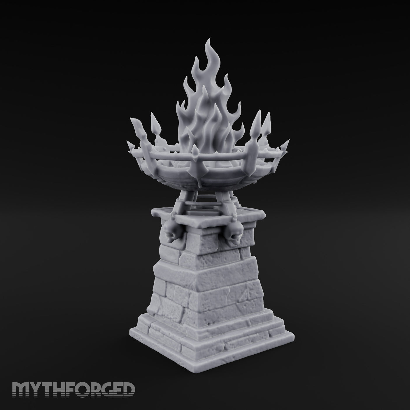 Skull-Adorned Inferno-Crowned Necromantic Brazier Miniature for Dungeons and Dragons, Pathfinder or other TTRPGs