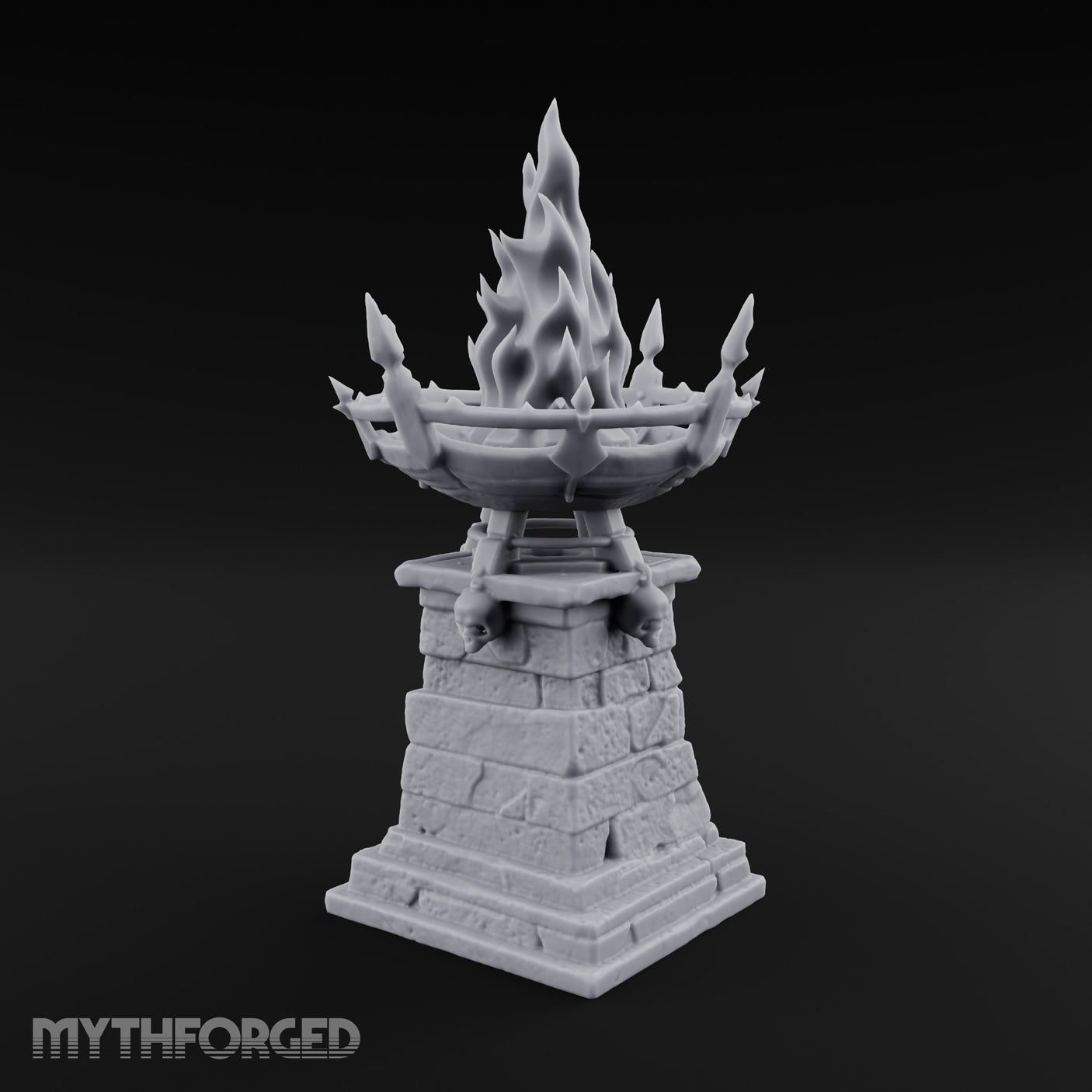 Skull-Adorned Inferno-Crowned Necromantic Brazier Miniature for Dungeons and Dragons, Pathfinder or other TTRPGs