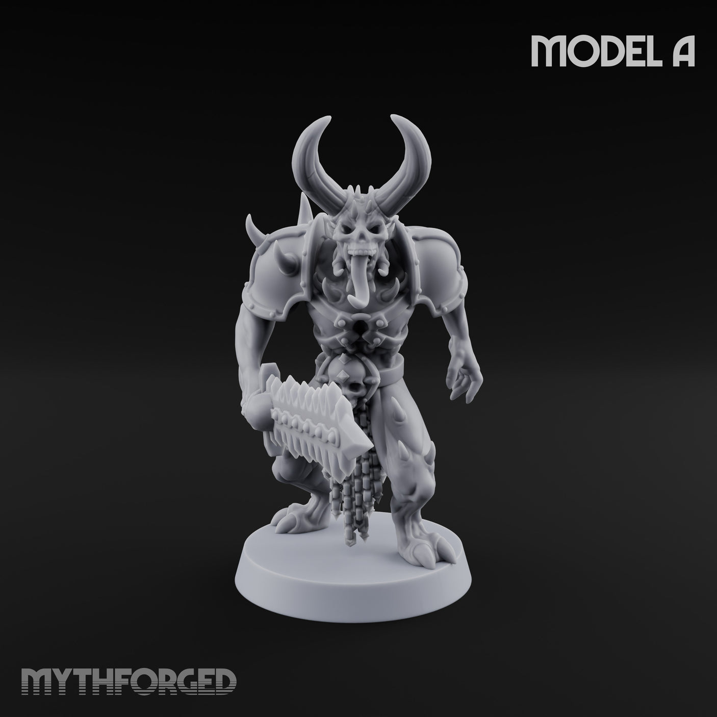 Skull Bearing Demon Warrior A Miniature for Dungeons and Dragons, Pathfinder or other TTRPGs