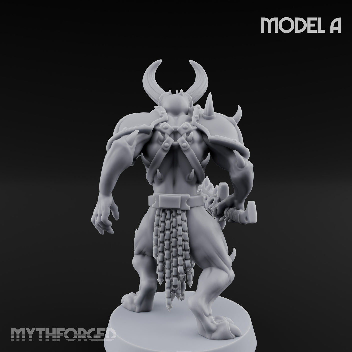 Skull Bearing Demon Warrior A Miniature for Dungeons and Dragons, Pathfinder or other TTRPGs