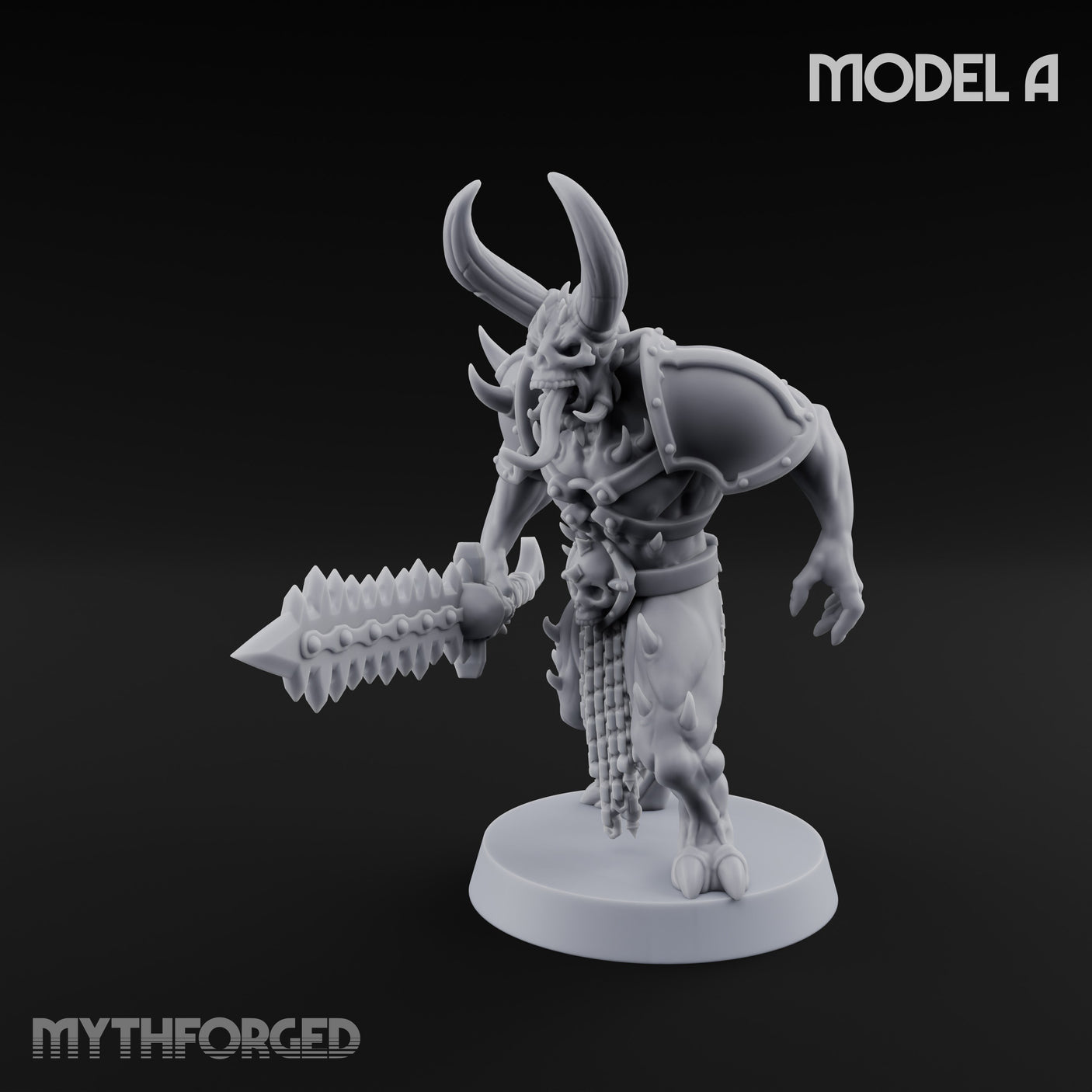 Skull Bearing Demon Warrior A Miniature for Dungeons and Dragons, Pathfinder or other TTRPGs