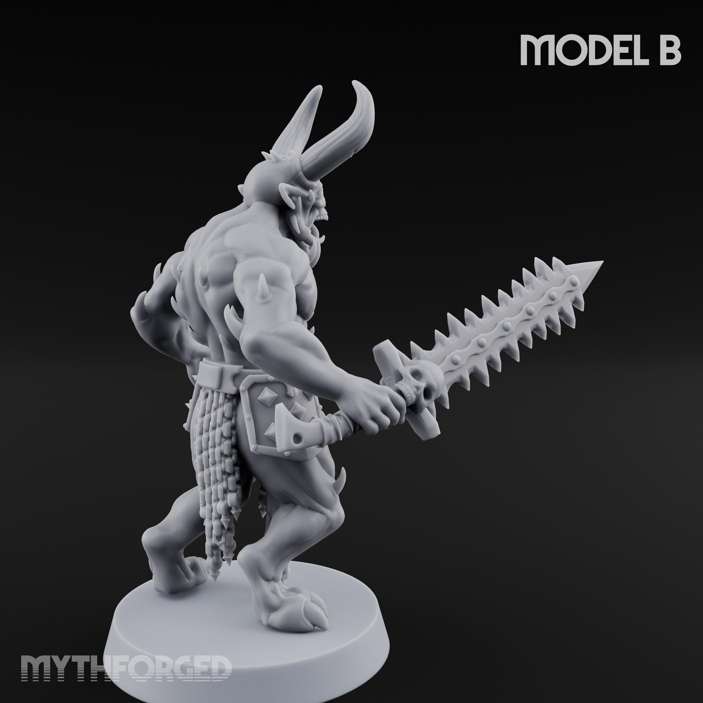 Skull Bearing Demon Warrior B Miniature for Dungeons and Dragons, Pathfinder or other TTRPGs