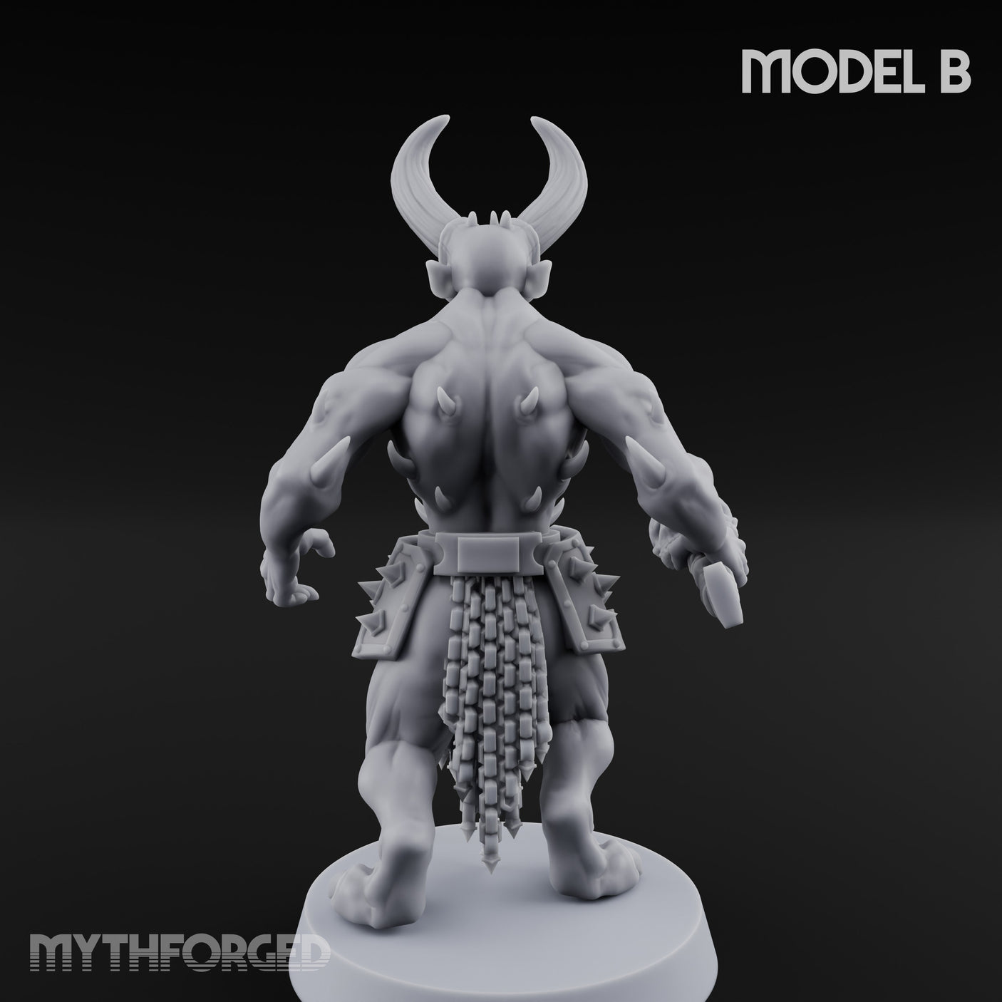 Skull Bearing Demon Warrior B Miniature for Dungeons and Dragons, Pathfinder or other TTRPGs