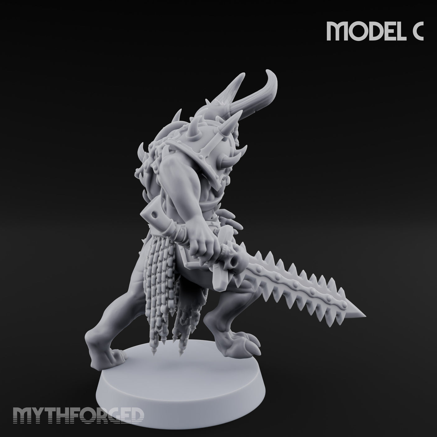Skull Bearing Demon Warrior C Miniature for Dungeons and Dragons, Pathfinder or other TTRPGs