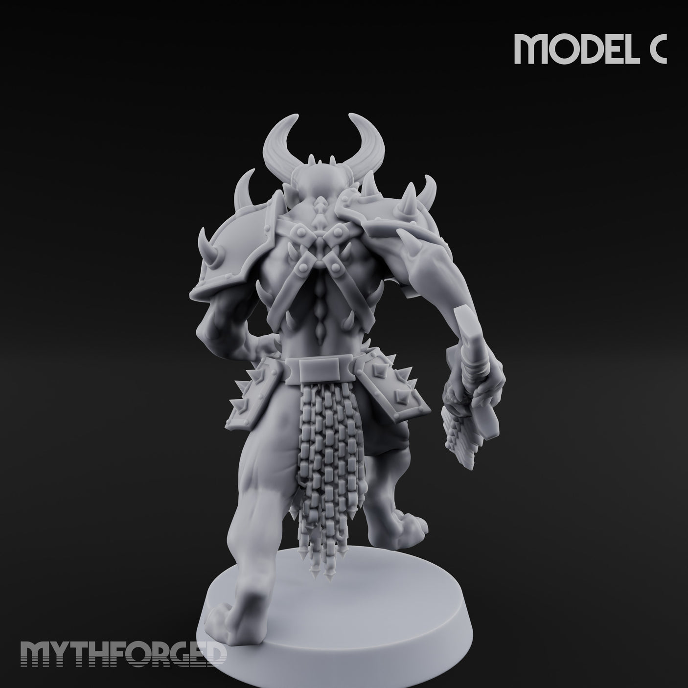 Skull Bearing Demon Warrior C Miniature for Dungeons and Dragons, Pathfinder or other TTRPGs