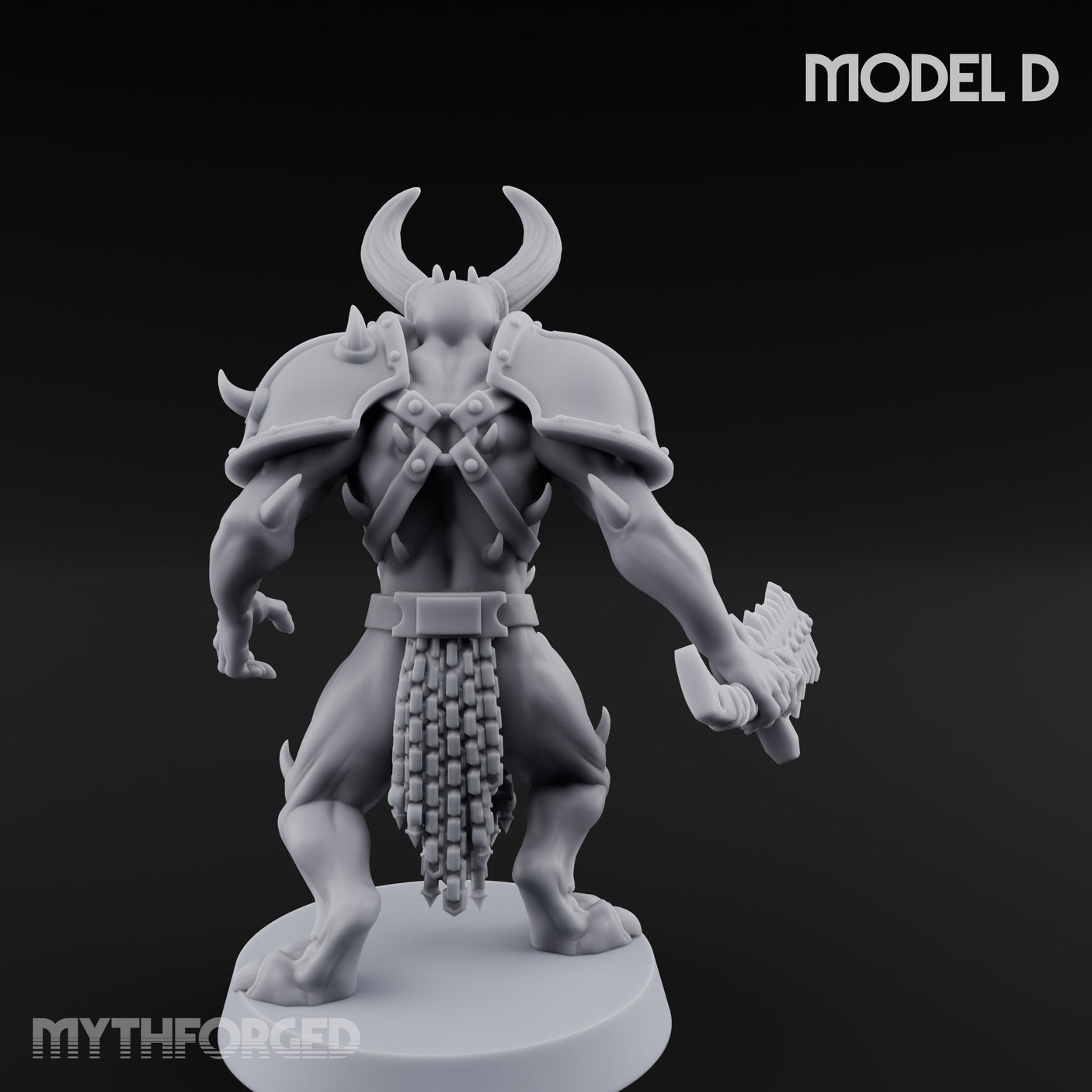 Skull Bearing Demon Warrior D Miniature for Dungeons and Dragons, Pathfinder or other TTRPGs