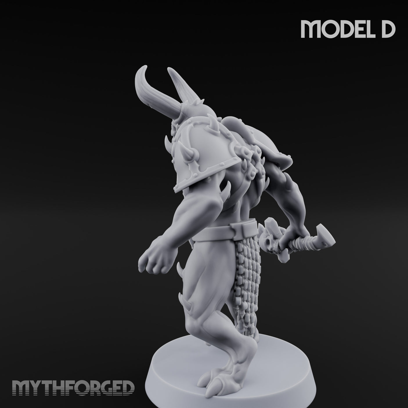Skull Bearing Demon Warrior D Miniature for Dungeons and Dragons, Pathfinder or other TTRPGs