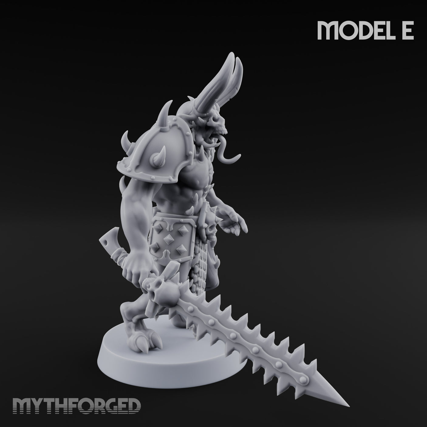 Skull Bearing Demon Warrior E Miniature for Dungeons and Dragons, Pathfinder or other TTRPGs