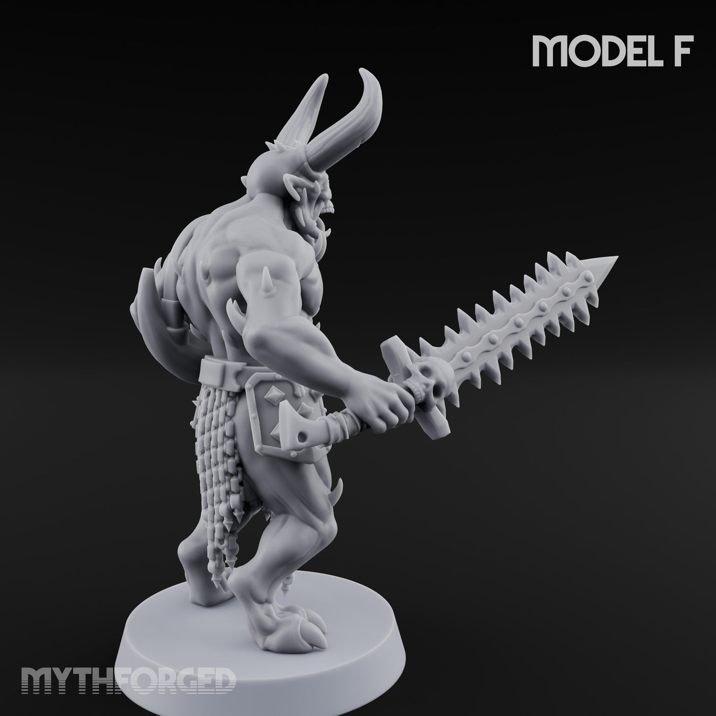 Skull Bearing Demon Warrior F Miniature for Dungeons and Dragons, Pathfinder or other TTRPGs