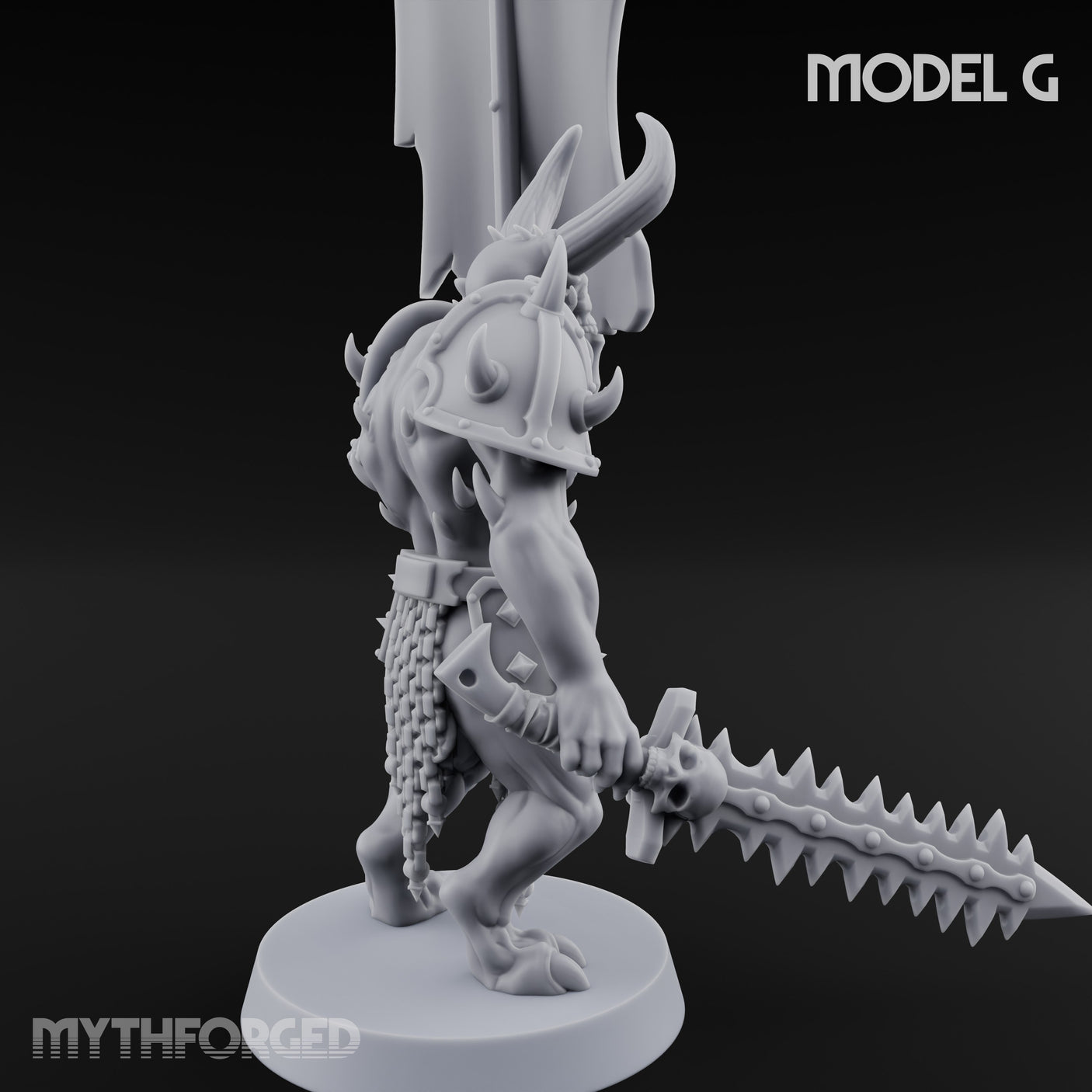 Skull Bearing Demon Warrior G Miniature for Dungeons and Dragons, Pathfinder or other TTRPGs