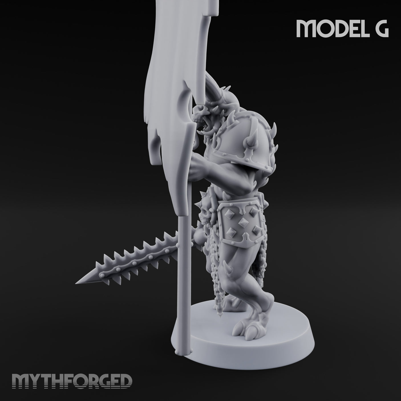 Skull Bearing Demon Warrior G Miniature for Dungeons and Dragons, Pathfinder or other TTRPGs