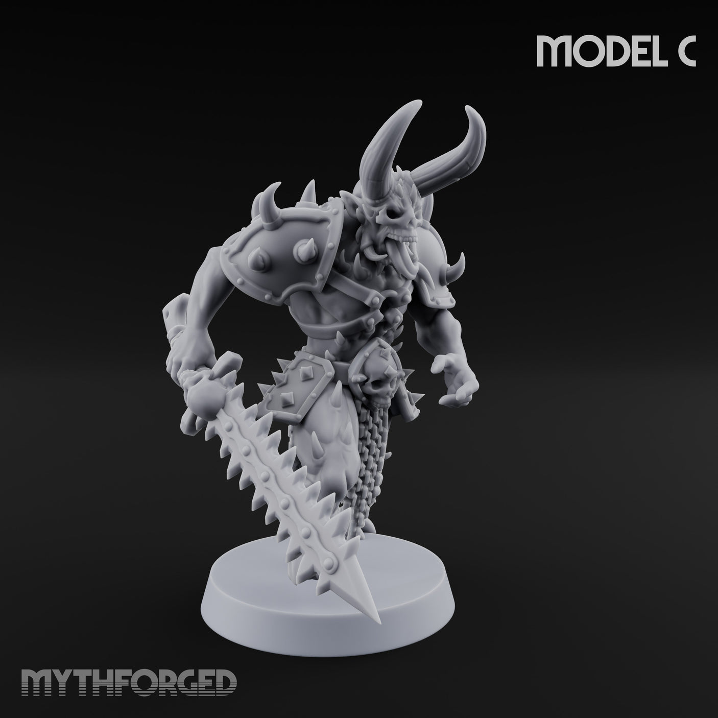 Skull Bearing Demon Warriors Miniature for Dungeons and Dragons, Pathfinder or other TTRPGs