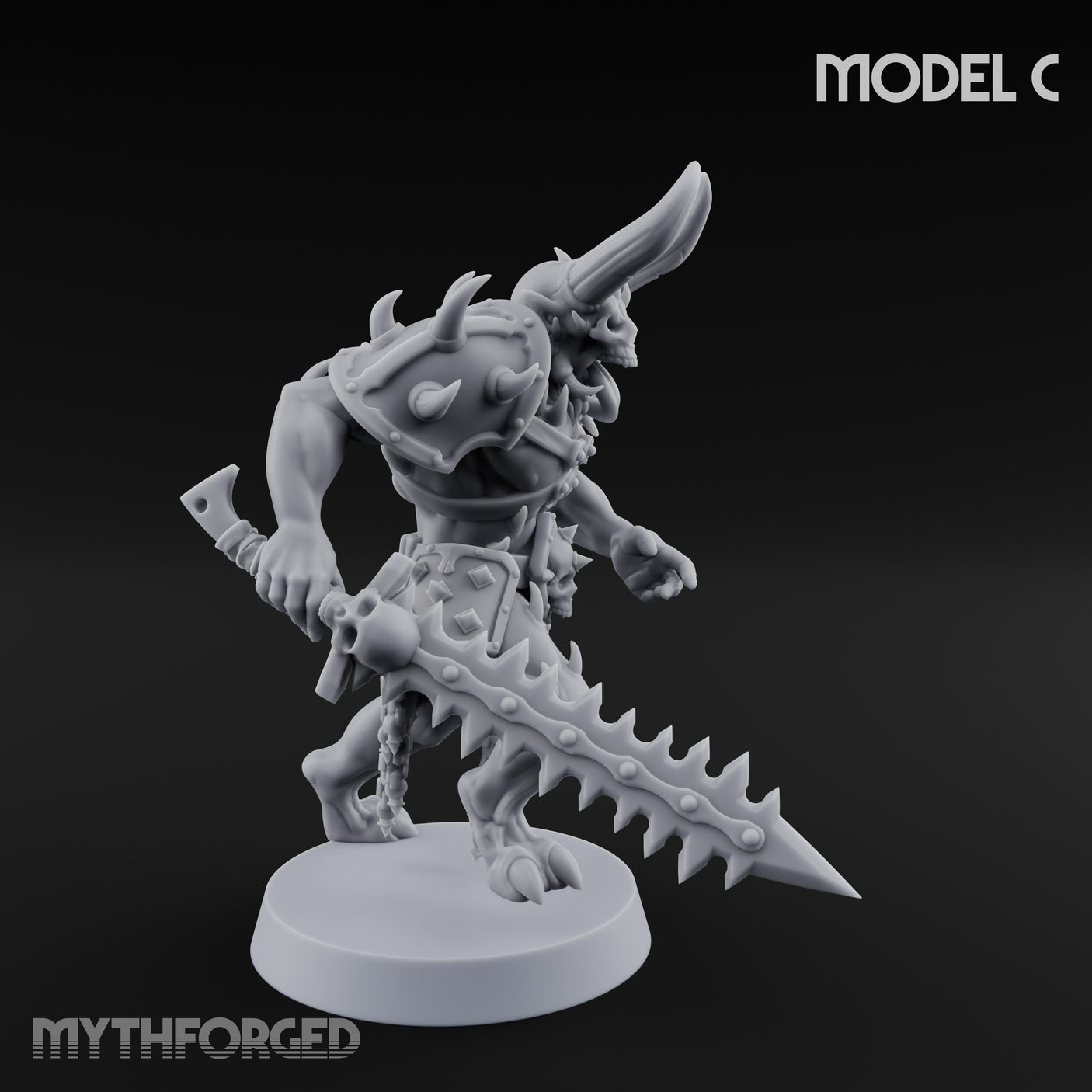 Skull Bearing Demon Warriors Miniature for Dungeons and Dragons, Pathfinder or other TTRPGs
