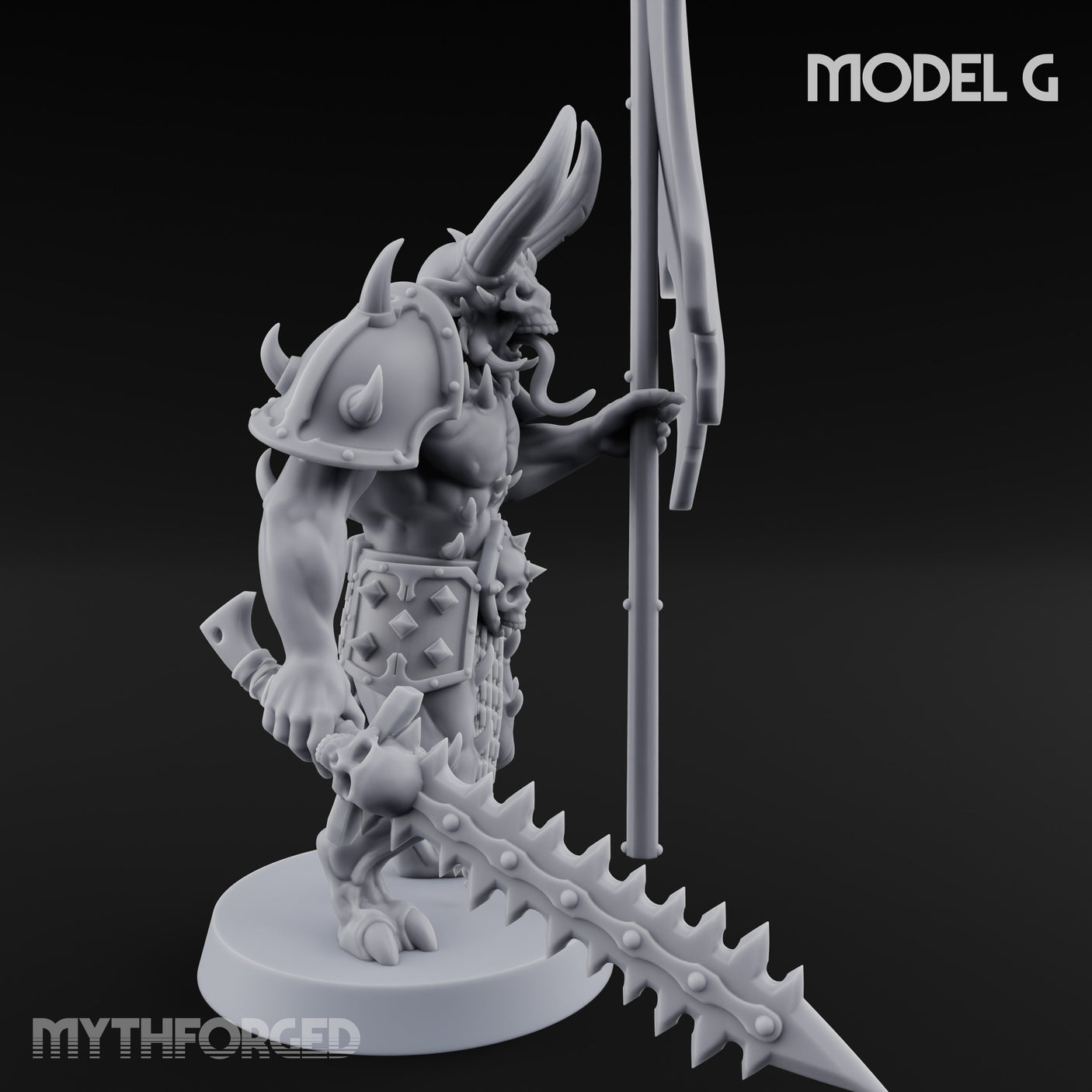 Skull Bearing Demon Warriors Miniature for Dungeons and Dragons, Pathfinder or other TTRPGs