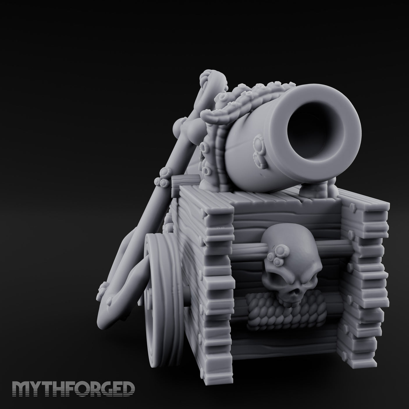 Skull-Bolted Tentacle-Gripped Pirate Cannon Miniature for Dungeons and Dragons, Pathfinder or other TTRPGs