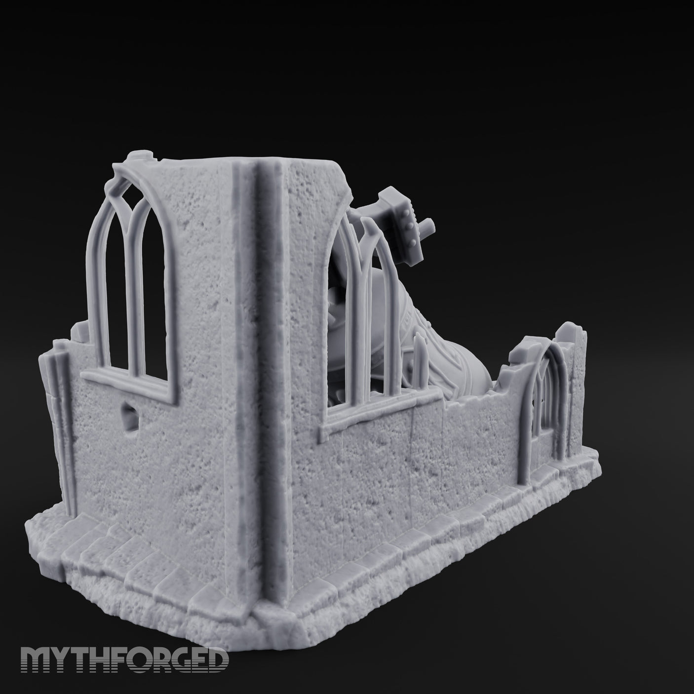 Skull-Carved Arch-Toppled Gothic Chapel Ruins Miniature for Dungeons and Dragons, Pathfinder or other TTRPGs