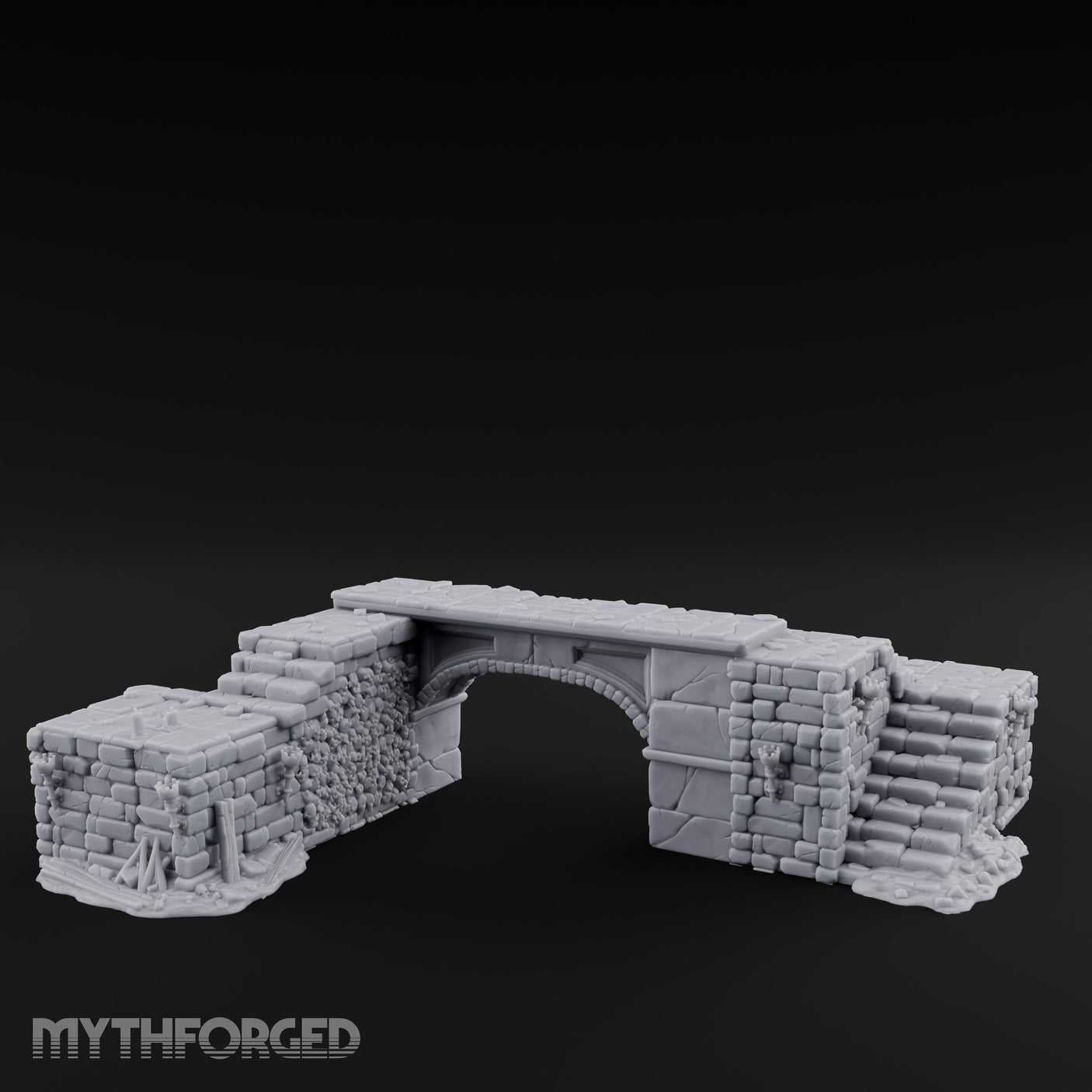Skull-Carved Vine-Choked Stone Arch Bridge Miniature for Dungeons and Dragons, Pathfinder or other TTRPGs