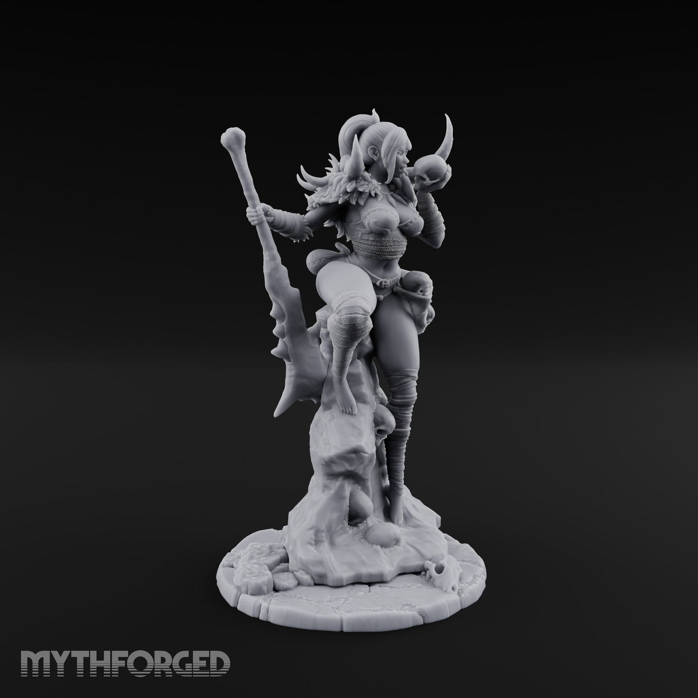 Skull Clutching Axe Bearing Shaman Miniature for Dungeons and Dragons, Pathfinder or other TTRPGs
