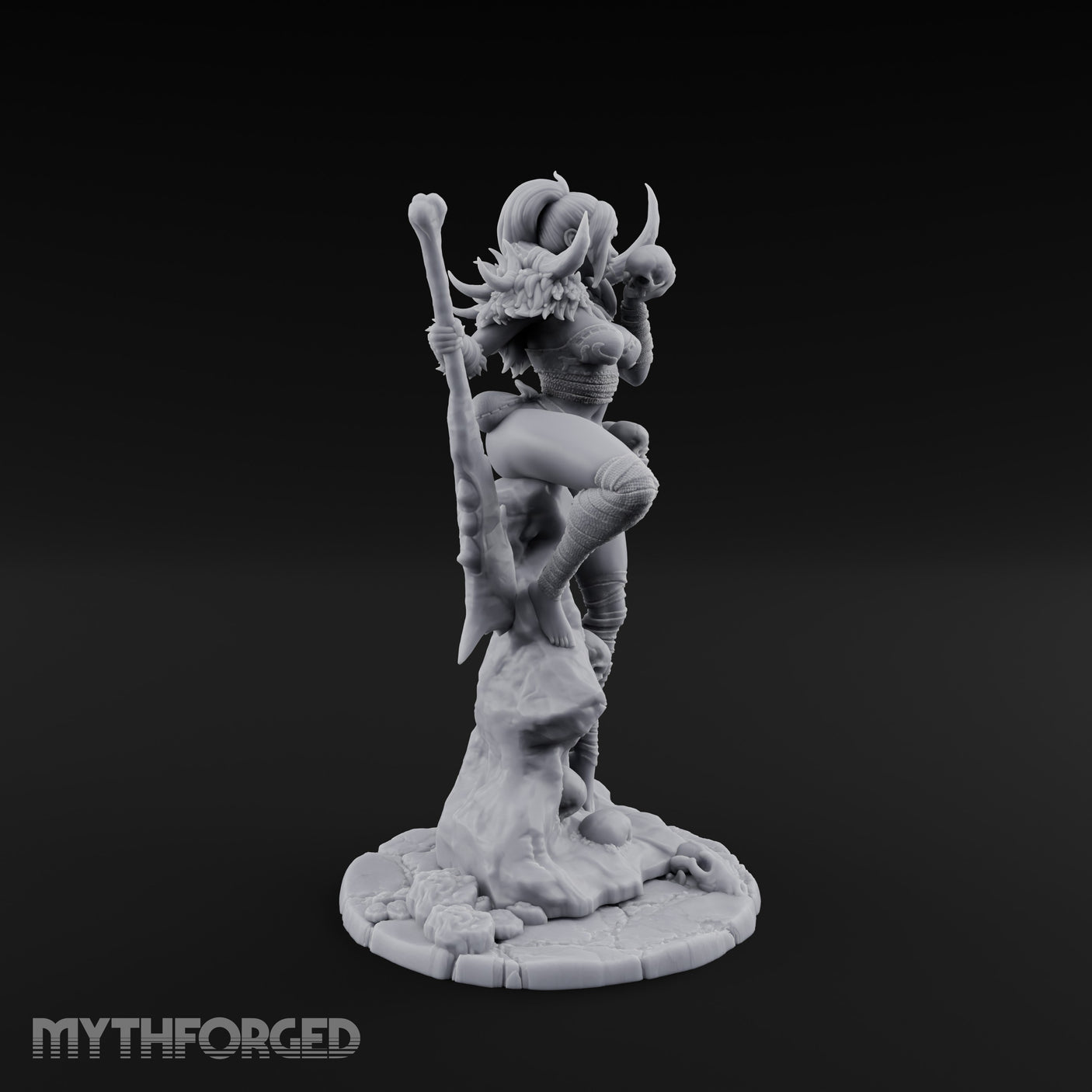 Skull Clutching Axe Bearing Shaman Miniature for Dungeons and Dragons, Pathfinder or other TTRPGs