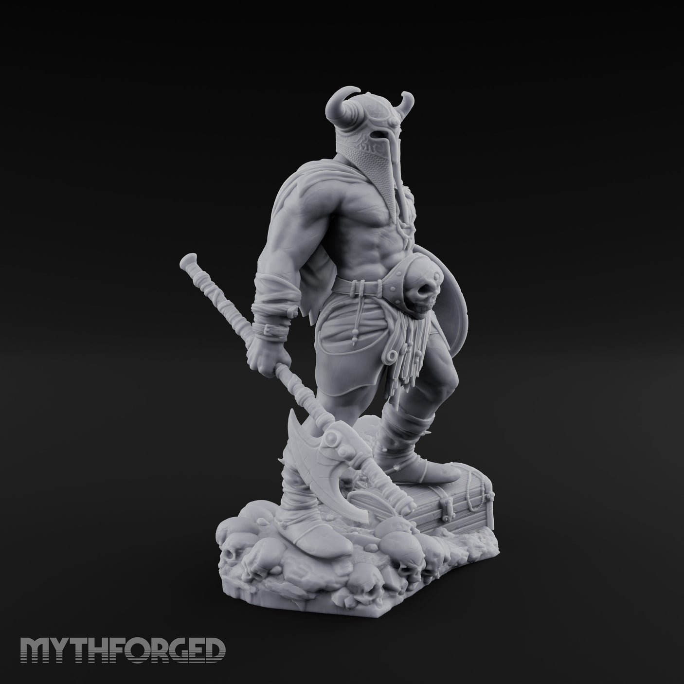 Skull Dangling Shield Ready Warrior Miniature for Dungeons and Dragons, Pathfinder or other TTRPGs
