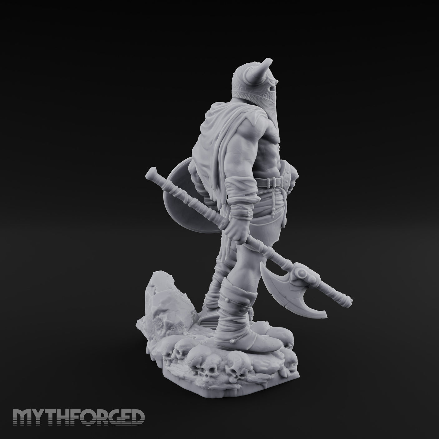 Skull Dangling Shield Ready Warrior Miniature for Dungeons and Dragons, Pathfinder or other TTRPGs