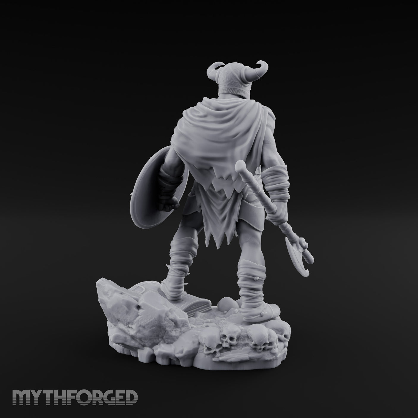 Skull Dangling Shield Ready Warrior Miniature for Dungeons and Dragons, Pathfinder or other TTRPGs
