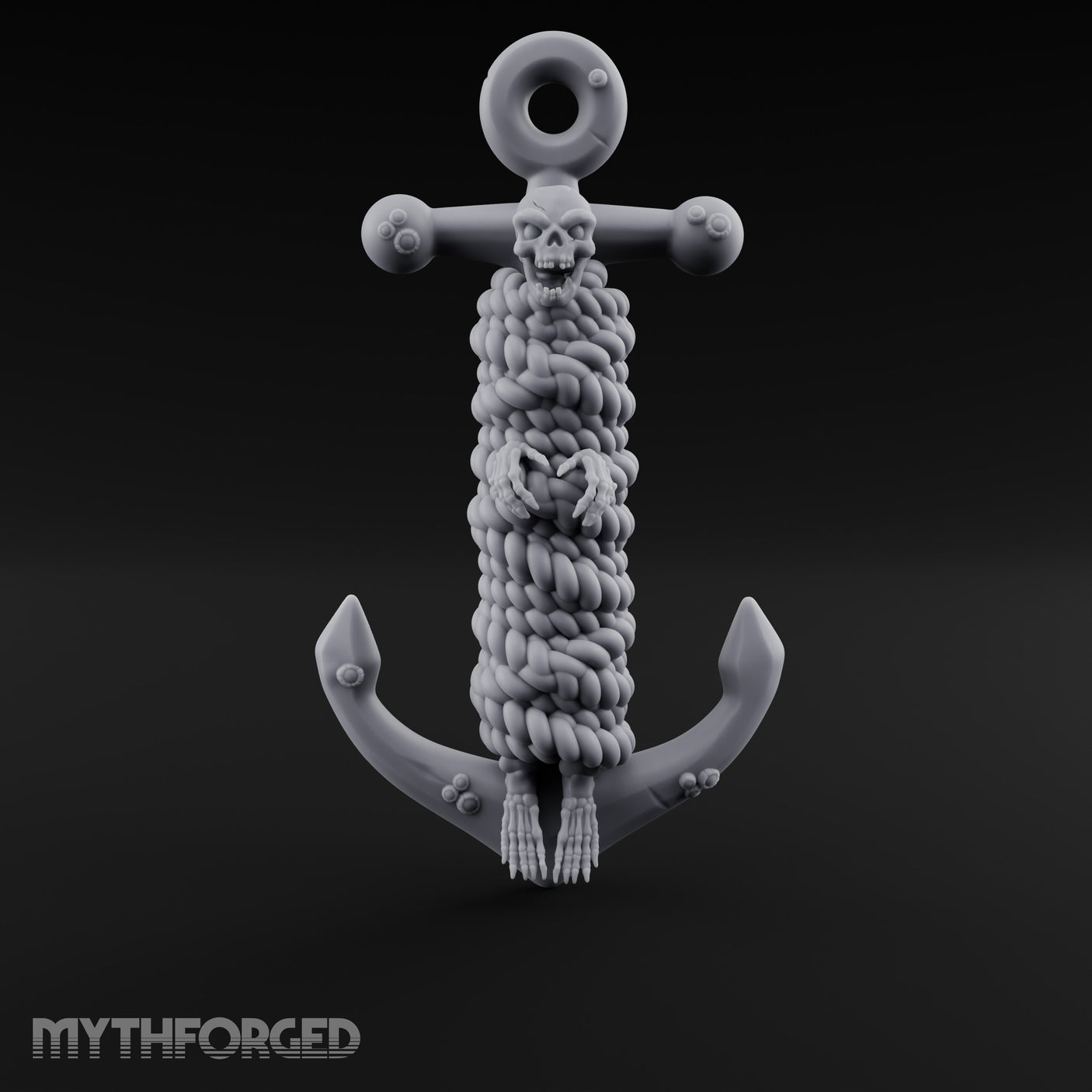 Skull-Faced Rope-Bound Undead Ship Anchor Miniature for Dungeons and Dragons, Pathfinder or other TTRPGs