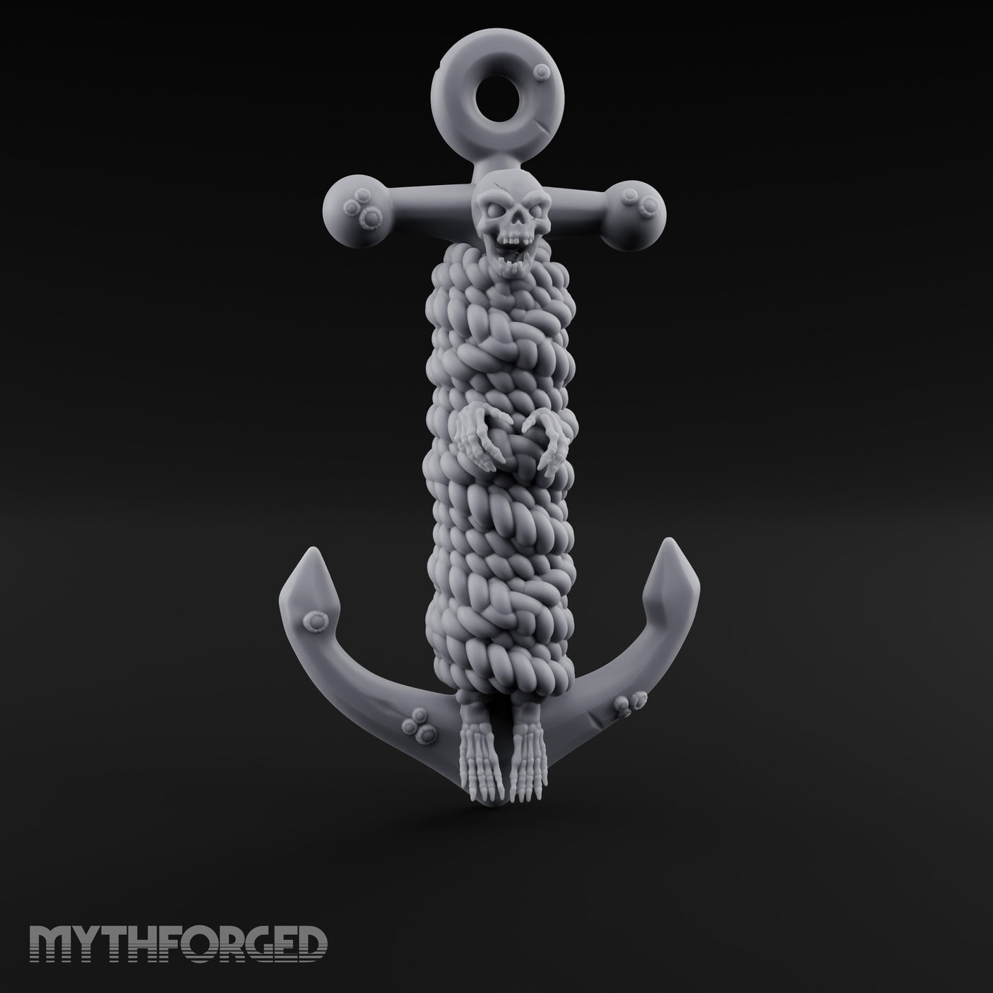 Skull-Faced Rope-Bound Undead Ship Anchor Miniature for Dungeons and Dragons, Pathfinder or other TTRPGs