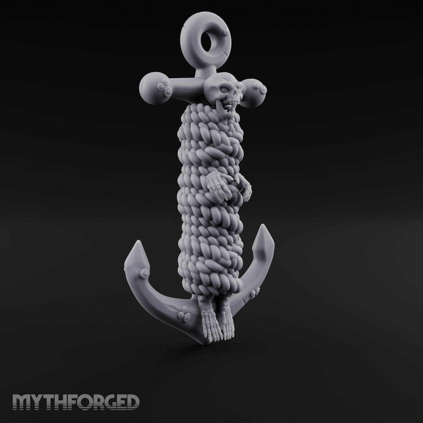 Skull-Faced Rope-Bound Undead Ship Anchor Miniature for Dungeons and Dragons, Pathfinder or other TTRPGs