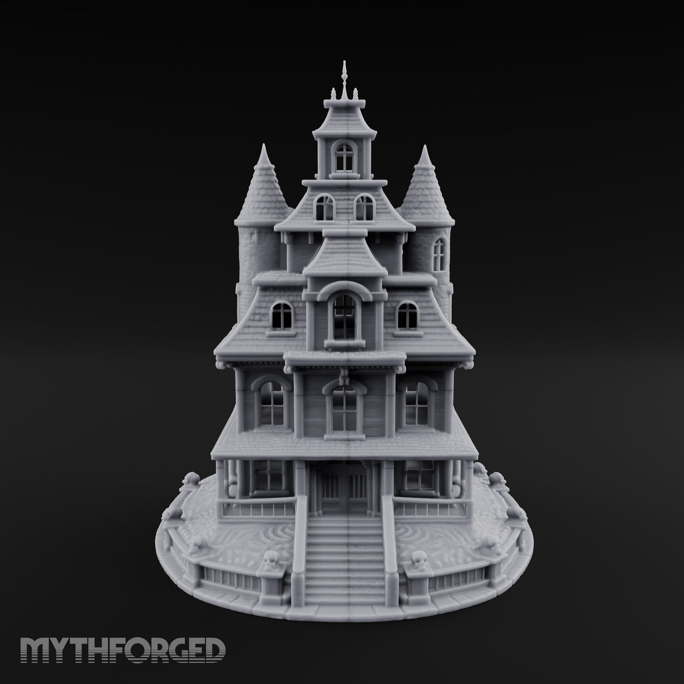 Skull-Gated Spire-Topped Victorian Manor Miniature for Dungeons and Dragons, Pathfinder or other TTRPGs