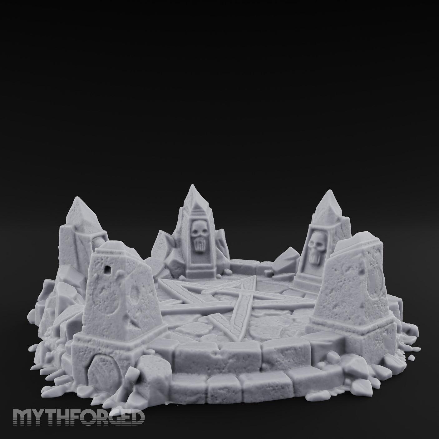 Skull-Marked Shard-Ringed Dark Ritual Summoning Circle Miniature for Dungeons and Dragons, Pathfinder or other TTRPGs