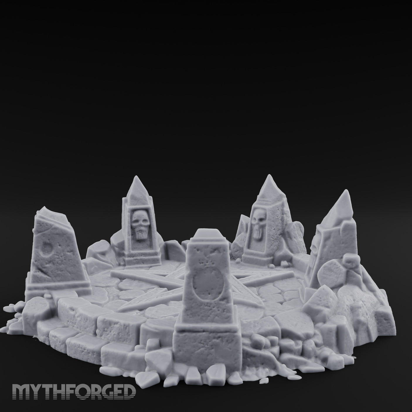 Skull-Marked Shard-Ringed Dark Ritual Summoning Circle Miniature for Dungeons and Dragons, Pathfinder or other TTRPGs