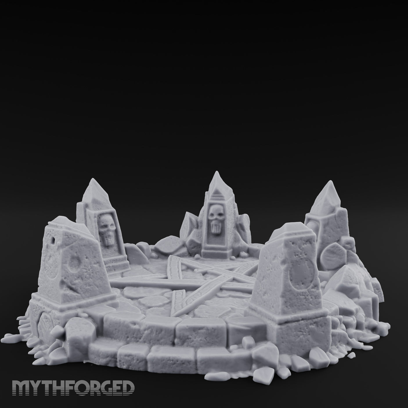 Skull-Marked Shard-Ringed Dark Ritual Summoning Circle Miniature for Dungeons and Dragons, Pathfinder or other TTRPGs