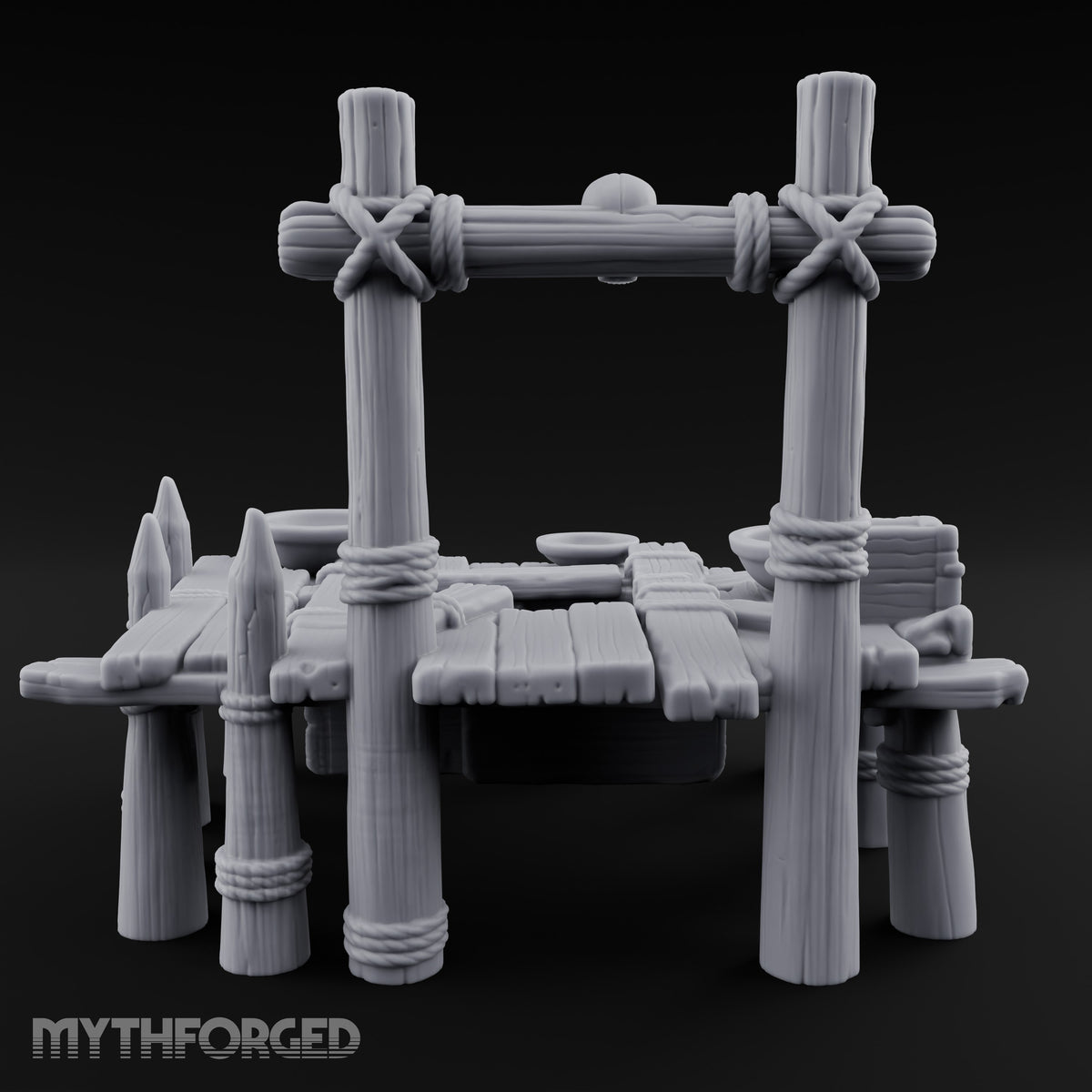 Skull-Mounted Rope-Lashed Tribal Offering Pit Altar Miniature for Dungeons and Dragons, Pathfinder or other TTRPGs
