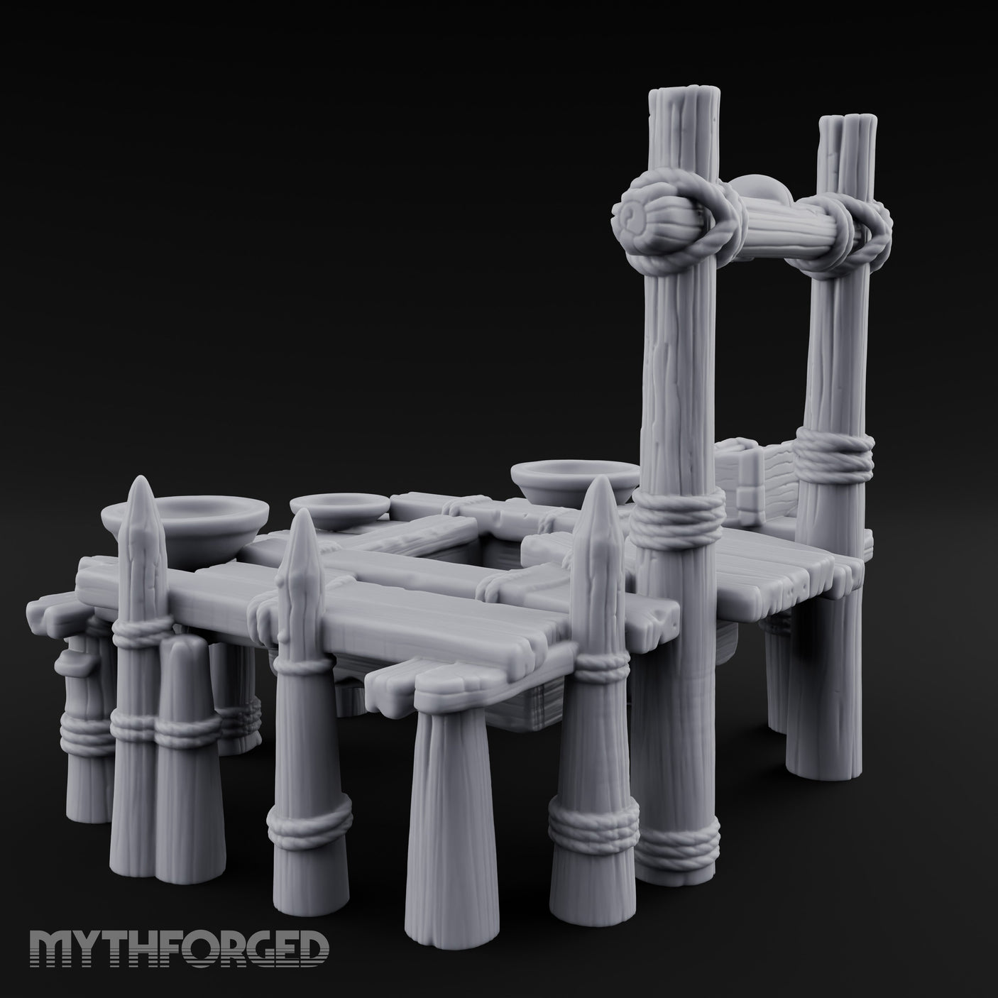 Skull-Mounted Rope-Lashed Tribal Offering Pit Altar Miniature for Dungeons and Dragons, Pathfinder or other TTRPGs