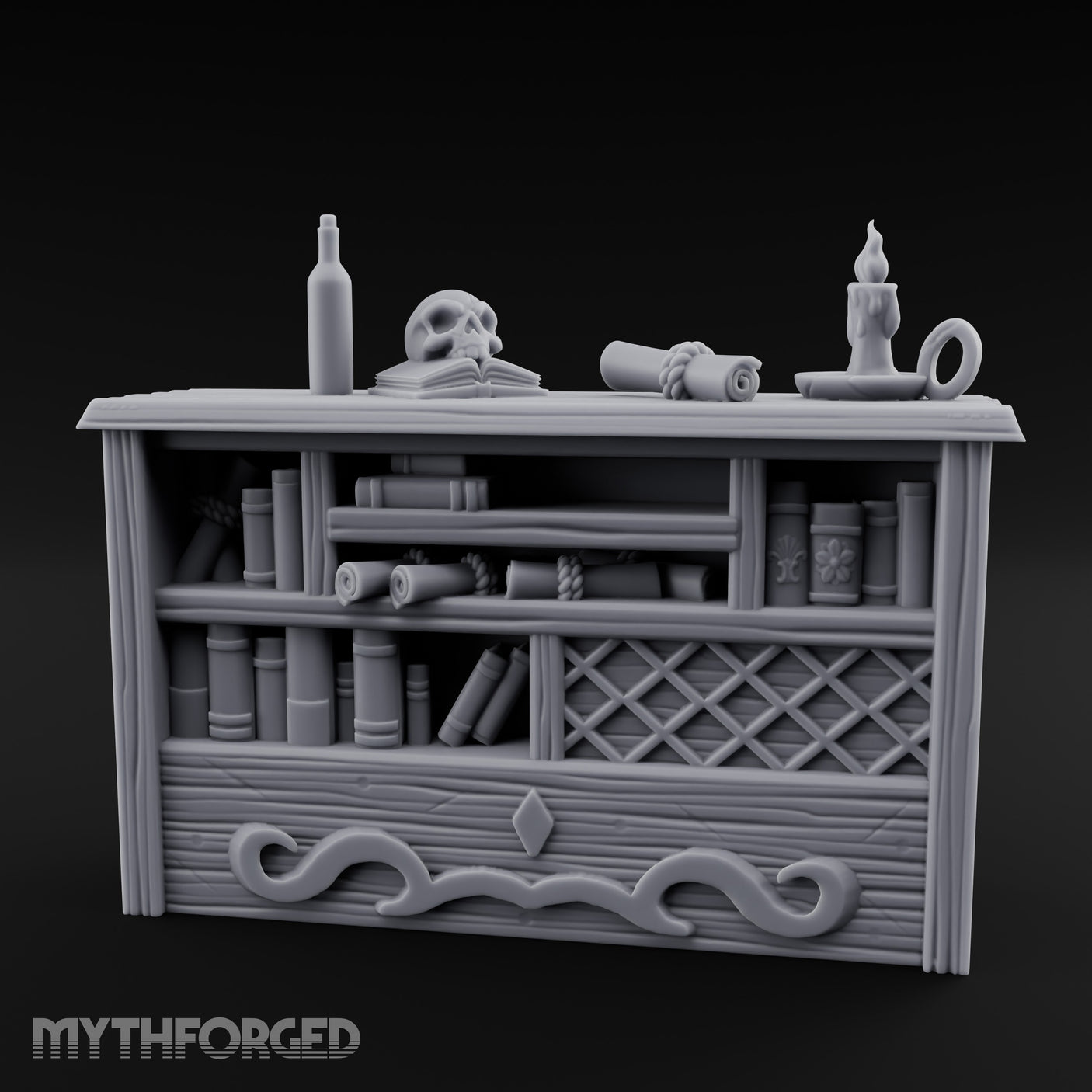 Skull-Rested Scroll-Cluttered Pirate Scholar's Bookcase gallery 9