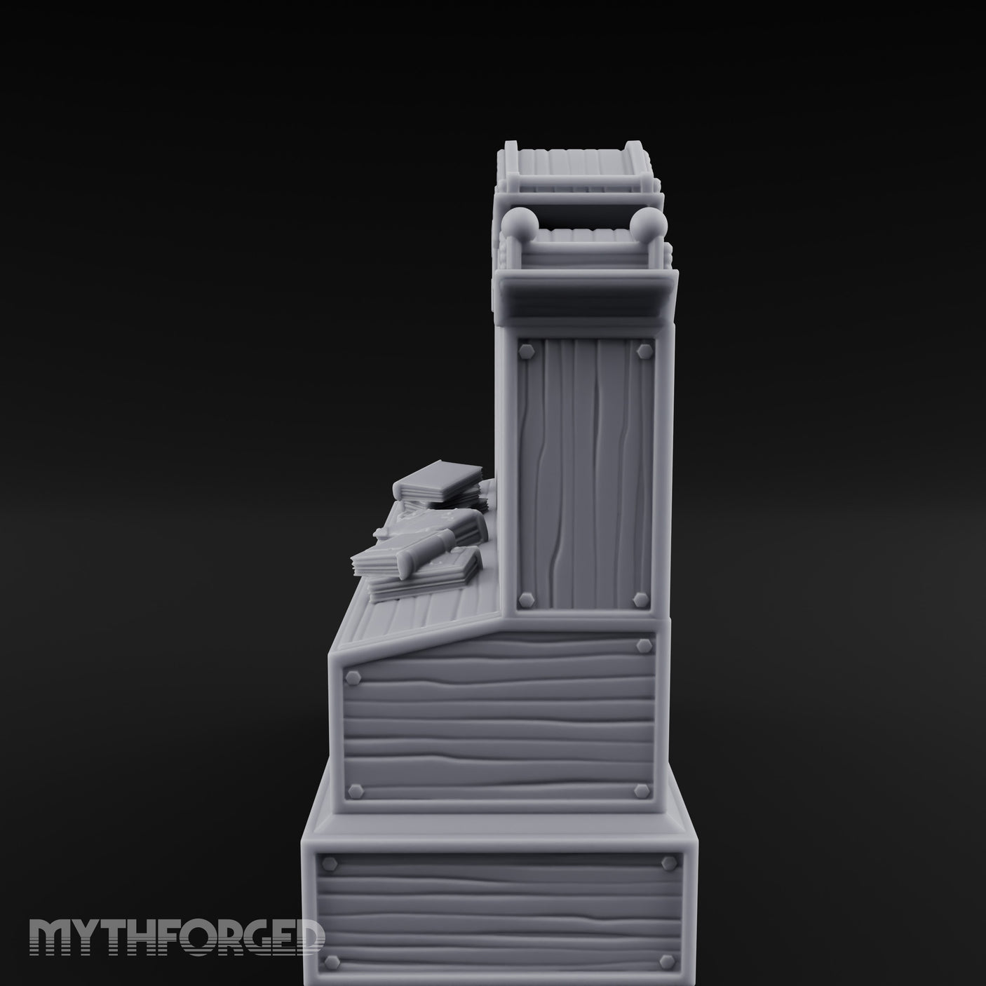 Skull-Shelved Drawer-Banked Scholar's Grand Library Cabinet Miniature for Dungeons and Dragons, Pathfinder or other TTRPGs