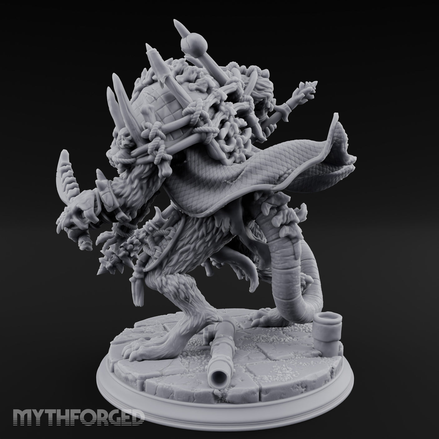 Skull Studded Lurching Rat King Miniature for Dungeons and Dragons, Pathfinder or other TTRPGs